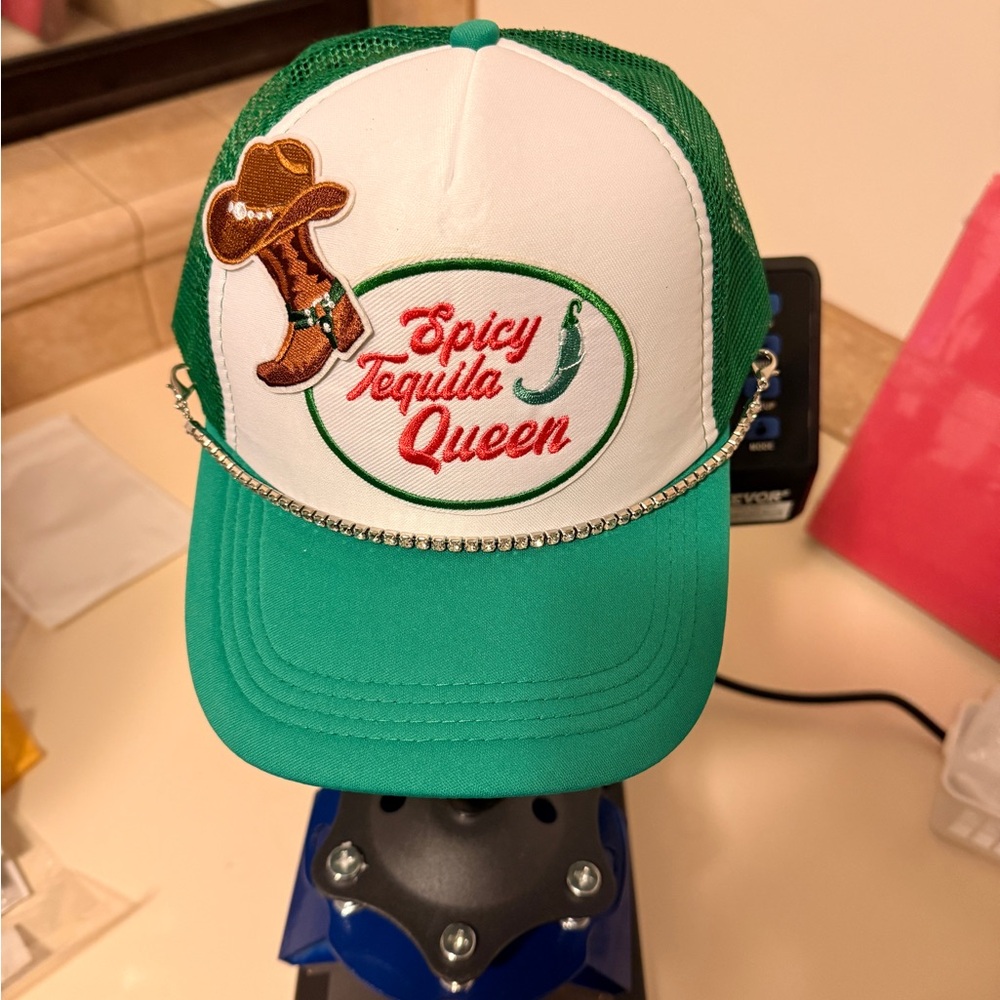 Green and White Hat